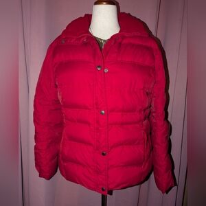 LANDS' END Vibrant Red Down Feather Puffer Jacket XL